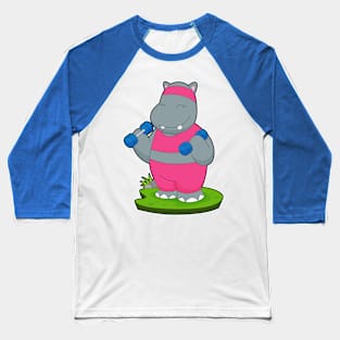 Hippo Fitness Dumbbells Baseball T-Shirt